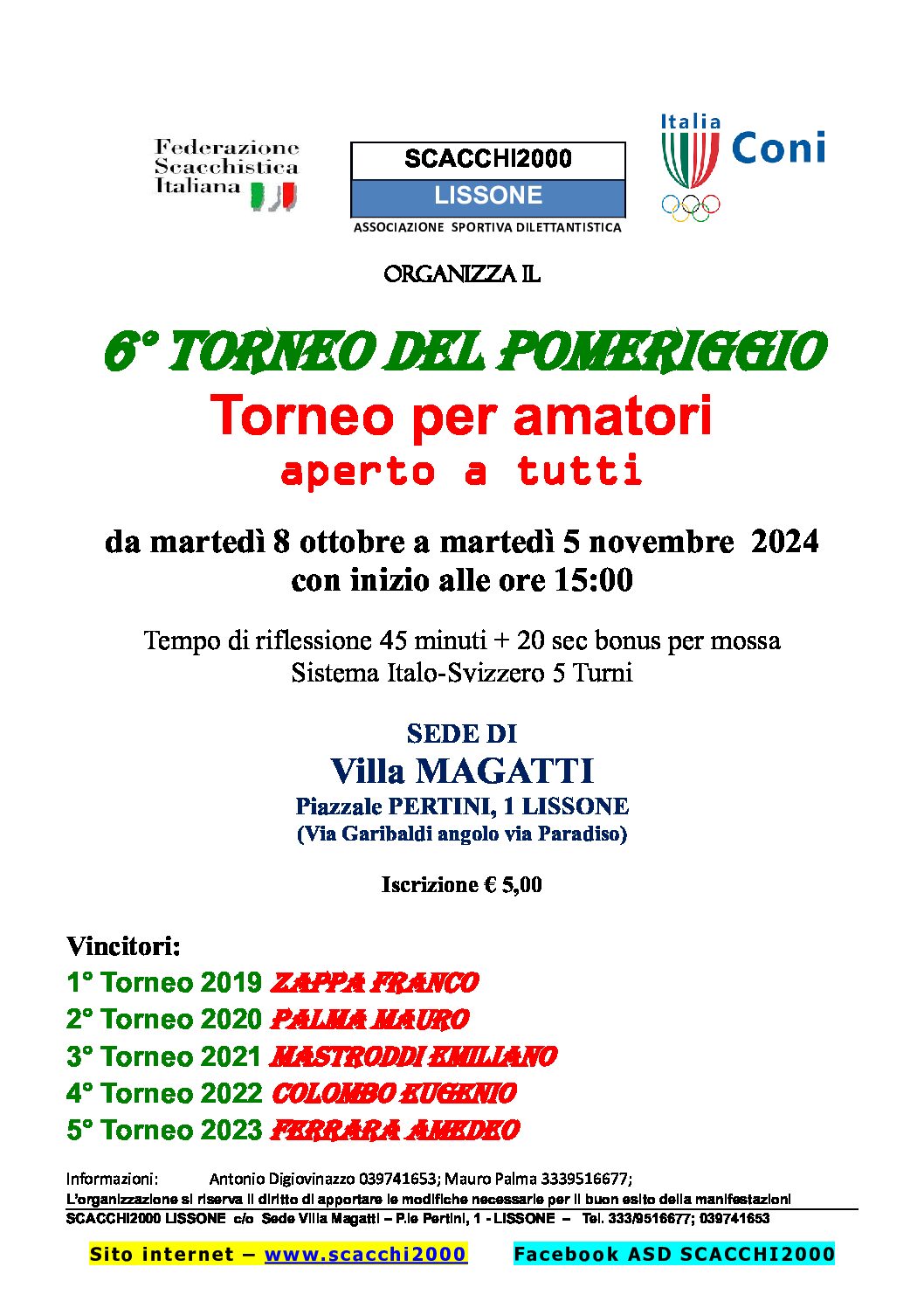 TORNEO DEL POMERIGGIO 2024